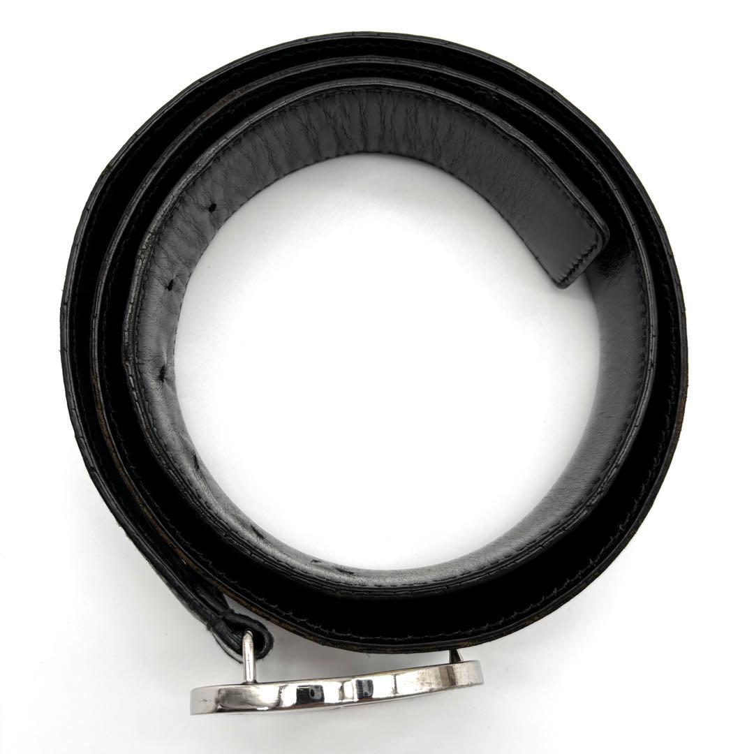 正規品 グッチ ベルト インターロッキング バックル シマレザー GG ブラック