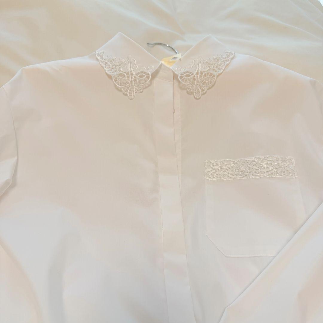 こちらは即日発送　アナイ　ANAYI　レース付きホワイトシャツ 長袖 38