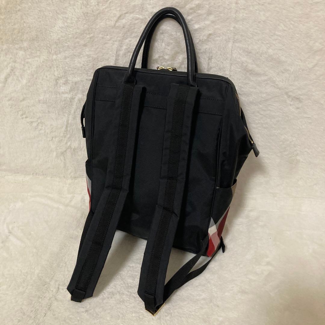 極美品 ブルーレーベル クレストブリッジ リュック チェック A4収納 黒