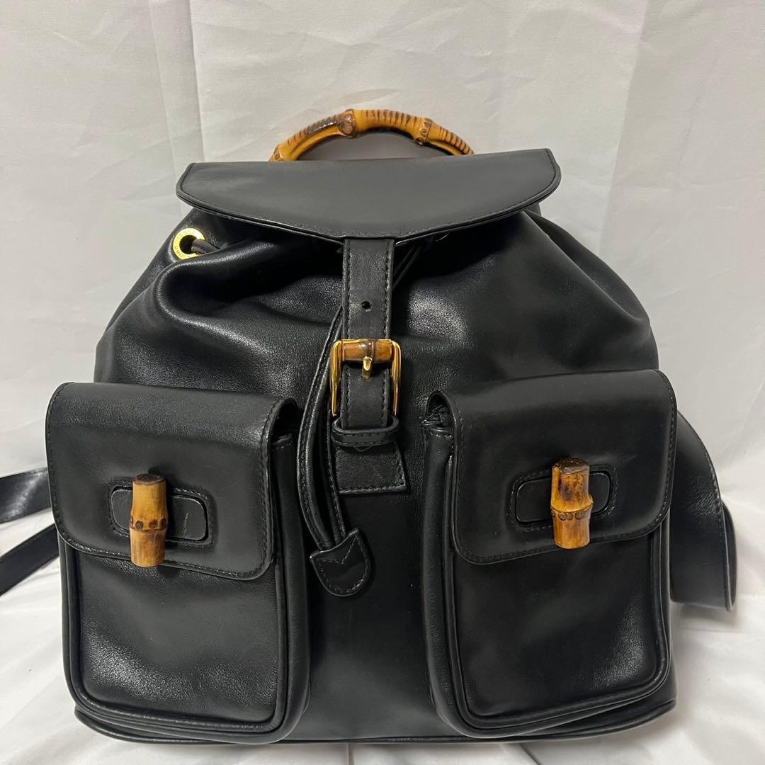 ✨極美品✨　GUCCI バンブー　リュック　バックパック　黒　ビンテージ