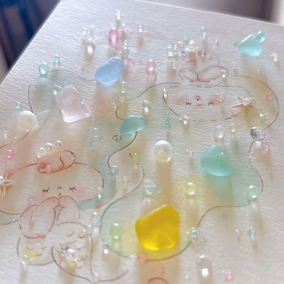 【マーメイド】イラスト　シーグラスアート　水彩画　原画