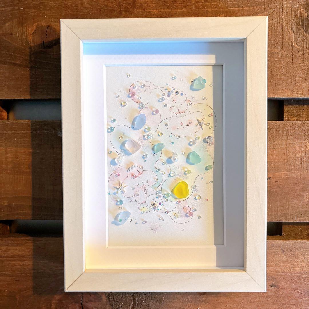 【マーメイド】イラスト　シーグラスアート　水彩画　原画