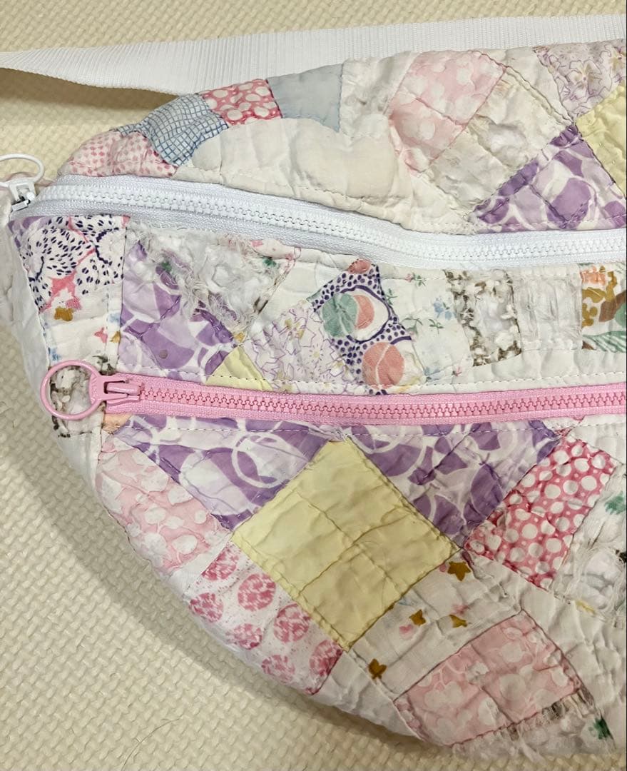 Mii様売約済 アンティークキルト キルティング ウエストバッグ パッチワーク