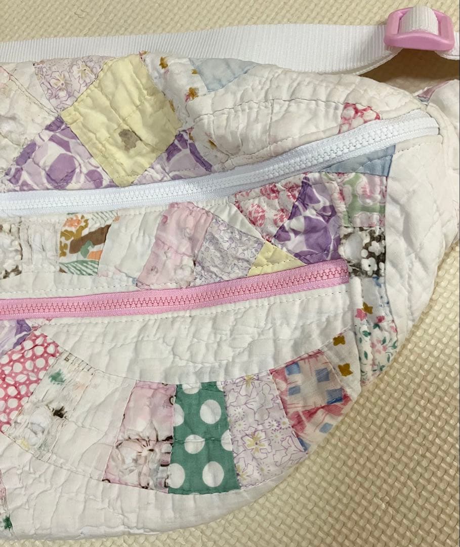Mii様売約済 アンティークキルト キルティング ウエストバッグ パッチワーク