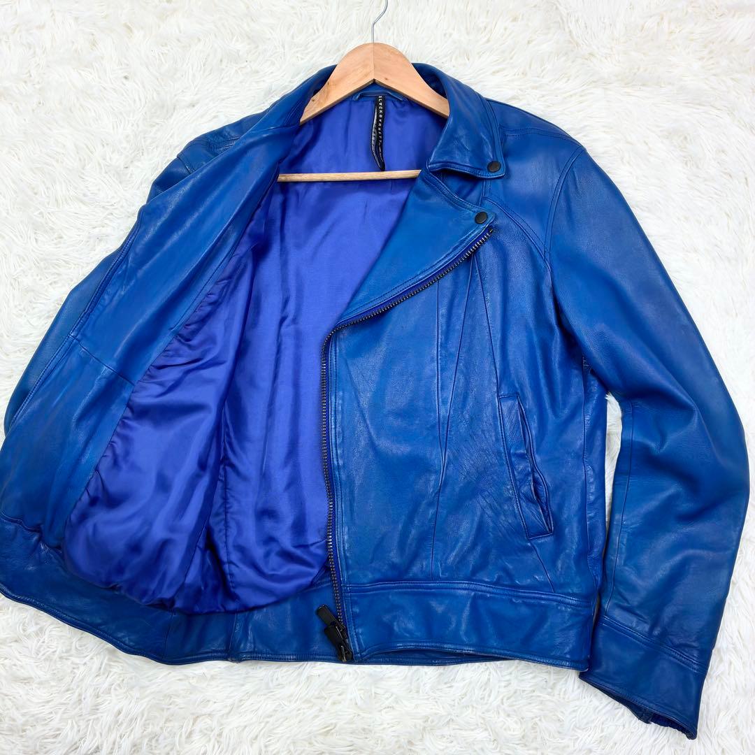 ニールバレット　ラムレザー　ダブルライダース　レザージャケット　L　ブルー