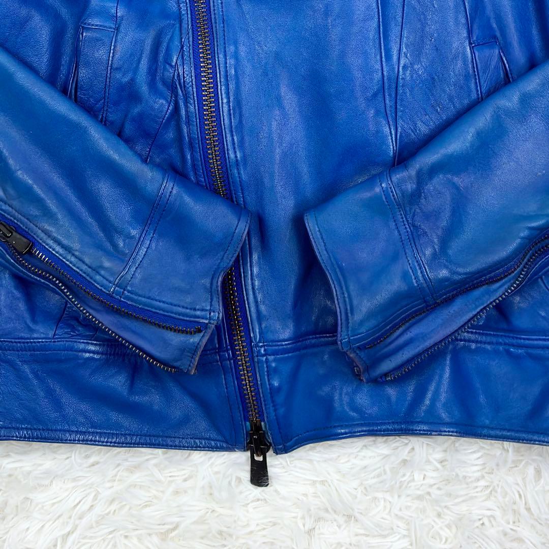 ニールバレット　ラムレザー　ダブルライダース　レザージャケット　L　ブルー