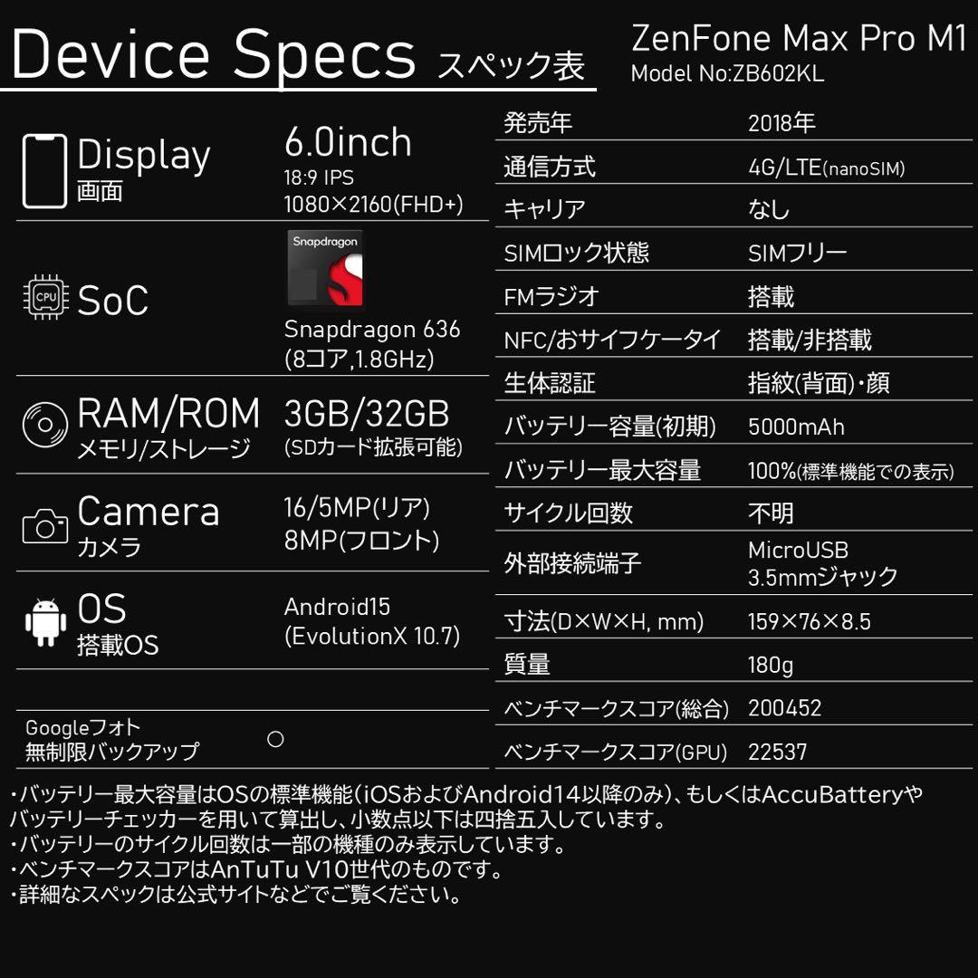 【Android15】Zenfone Max Pro M1 SIMフリー