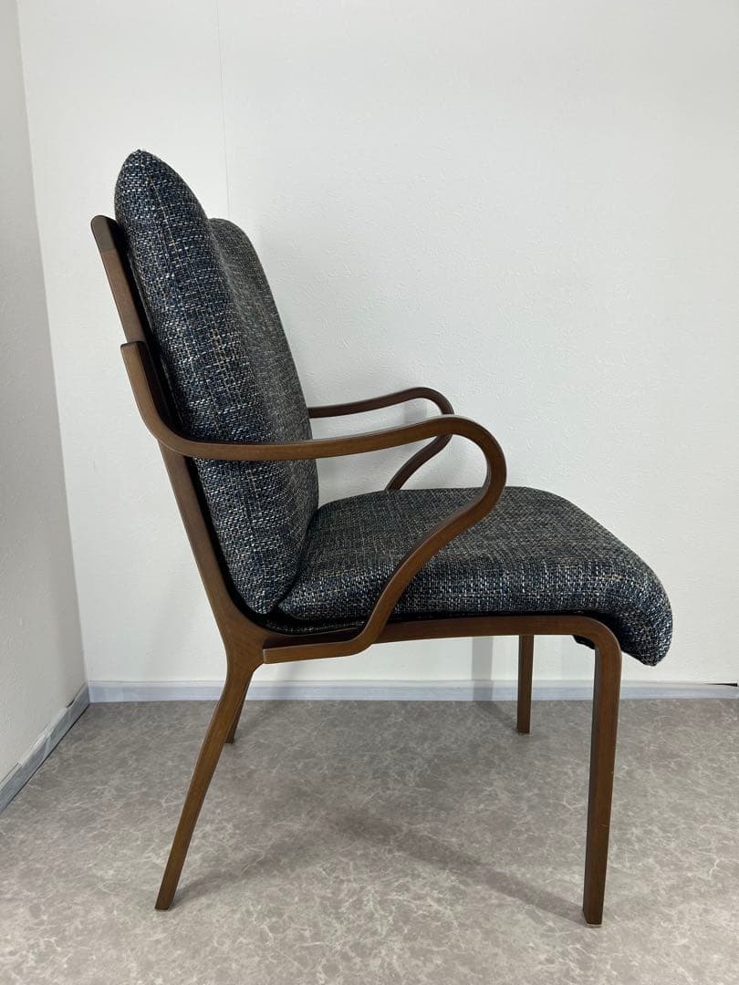 送料込み⭐︎FujiFURNITURE【アームチェア ネイビー、ダークグレー系】