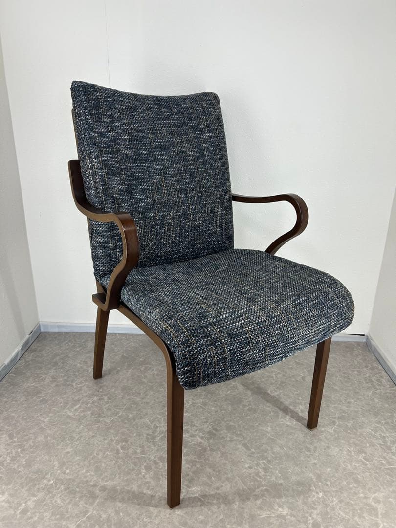 送料込み⭐︎FujiFURNITURE【アームチェア ネイビー、ダークグレー系】