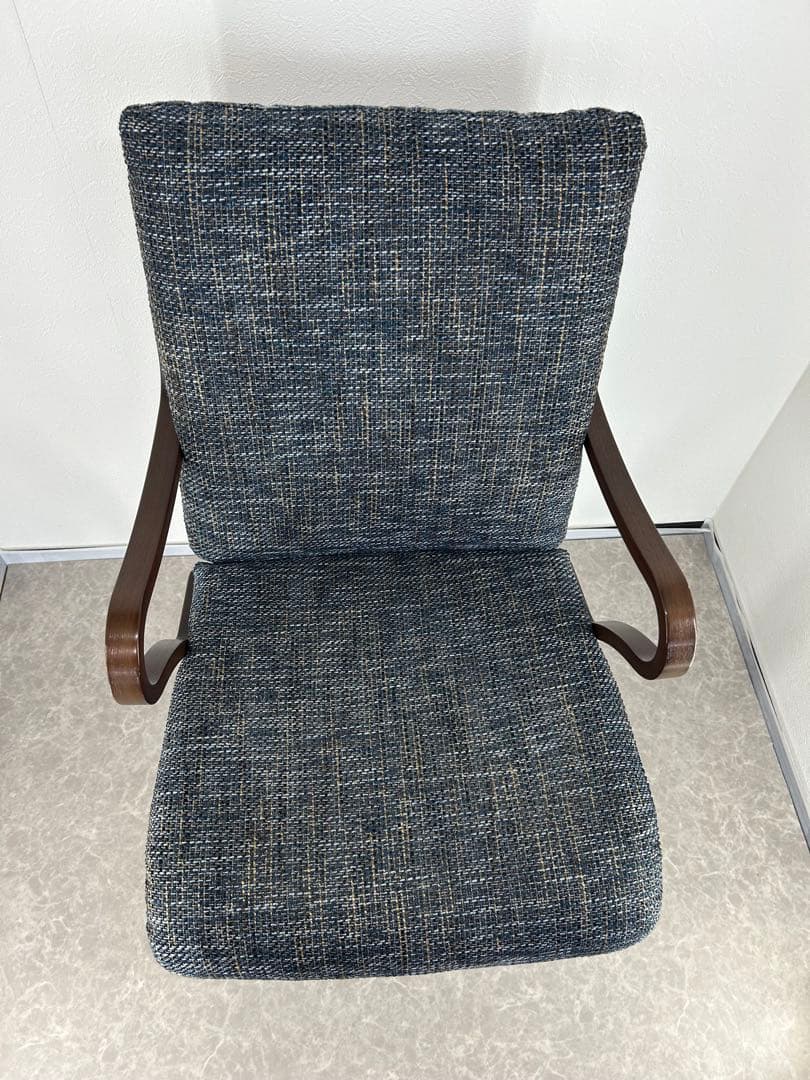 送料込み⭐︎FujiFURNITURE【アームチェア ネイビー、ダークグレー系】