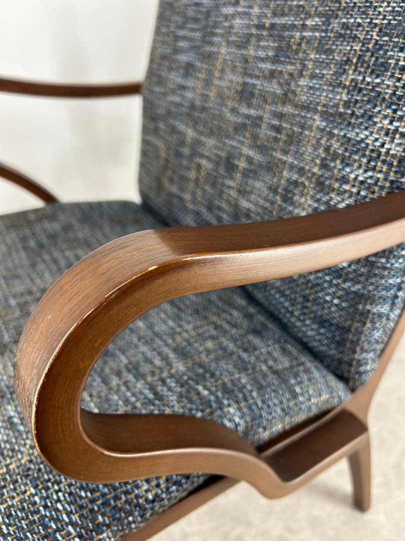 送料込み⭐︎FujiFURNITURE【アームチェア ネイビー、ダークグレー系】