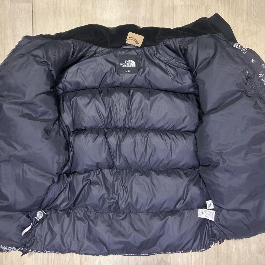 ザノースフェイス　ペイズリー　バンダナ　ヌプシ　黒　ダウン　メンズ　L B-74