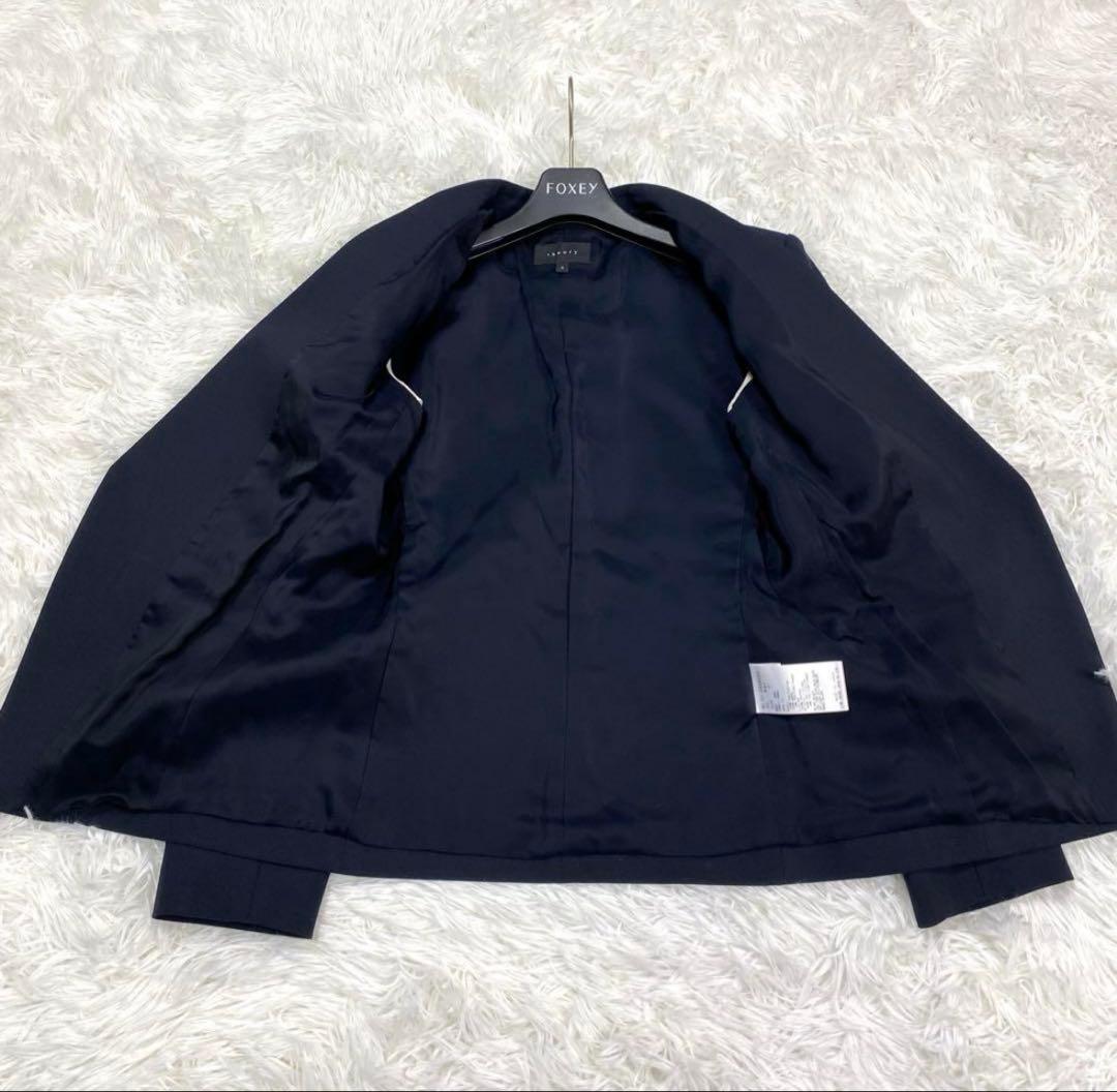 美品✨セオリー ノーカラージャケット パンツスーツ セットアップ　ネイビー