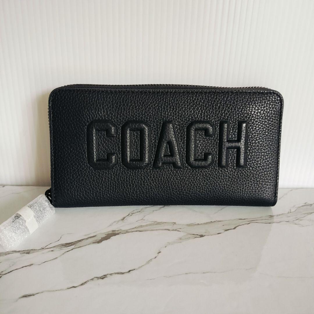 未使用品☆COACH コーチ☆ ラウンドファスナー長財布 ブラック レザー