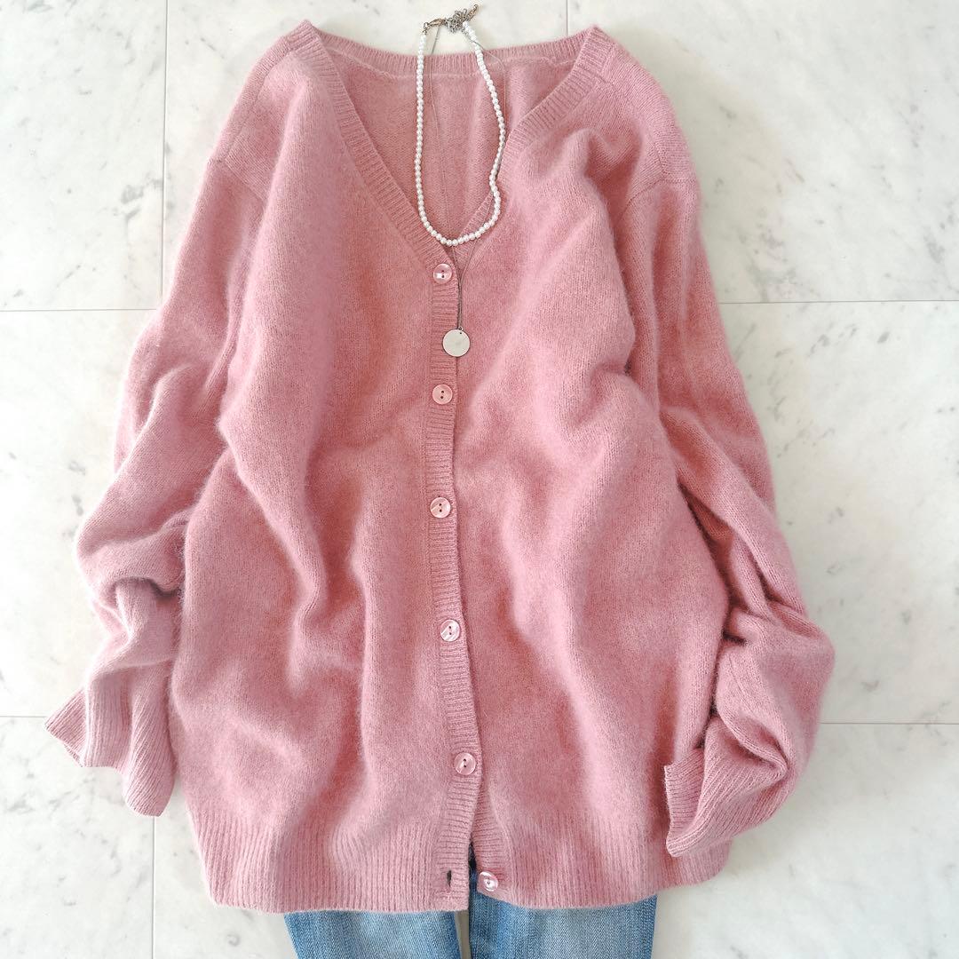 美品♪シーナリー ラクーン3WAYニットカーディガン 人気 ファーニット ピンク