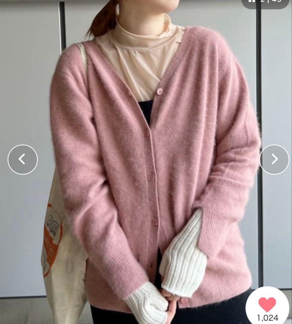 美品♪シーナリー ラクーン3WAYニットカーディガン 人気 ファーニット ピンク