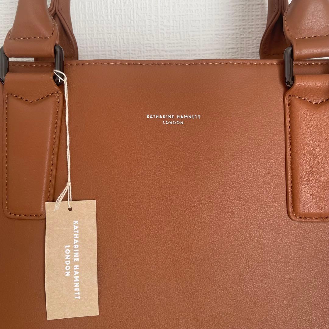 キャサリンハムネットKATHARINEHAMNETT レザートートバッグキャメル