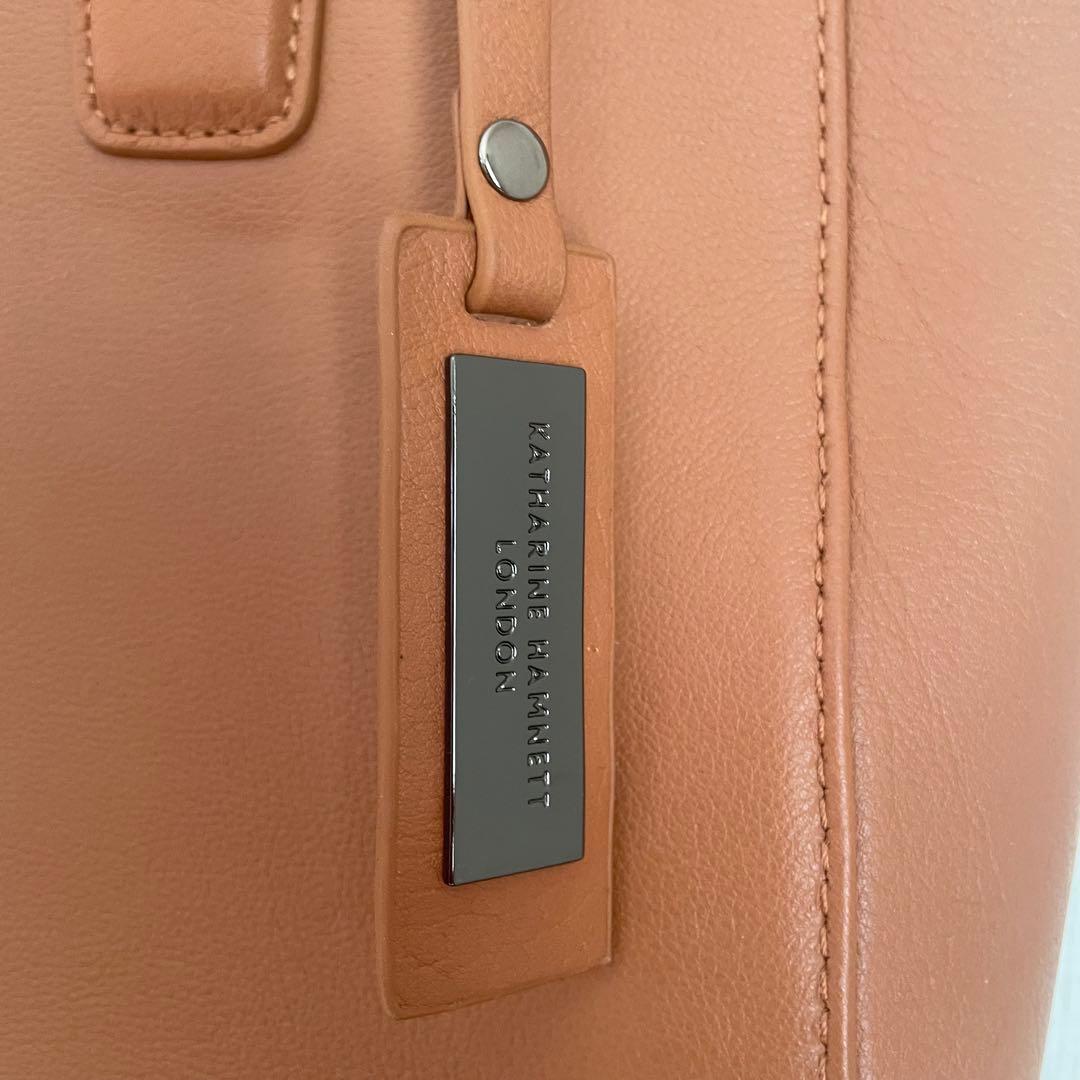 キャサリンハムネットKATHARINEHAMNETT レザートートバッグキャメル