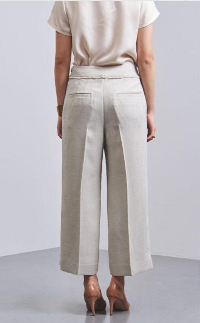 [極美品]ユナイテッドアローズ　フリンジ　ノーカラーパンツセットアップ　40 L