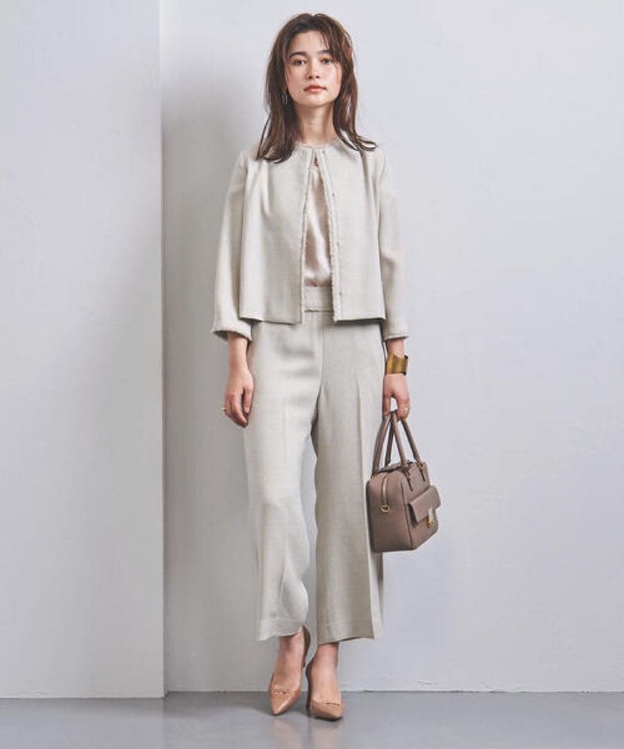 [極美品]ユナイテッドアローズ　フリンジ　ノーカラーパンツセットアップ　40 L