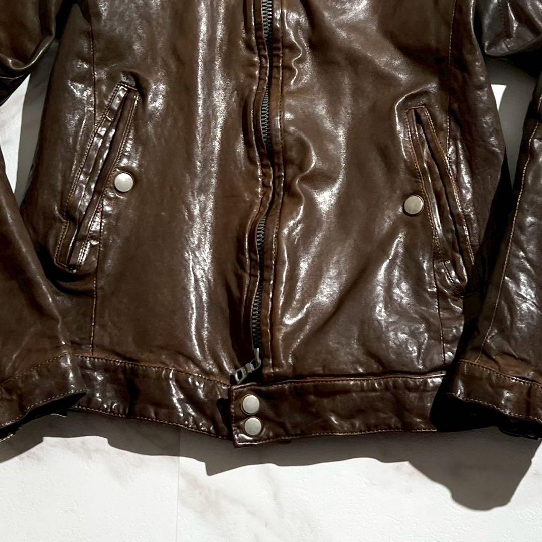 【美品/M】バックラッシュ ライダースジャケット ホースレザー ブラウン系