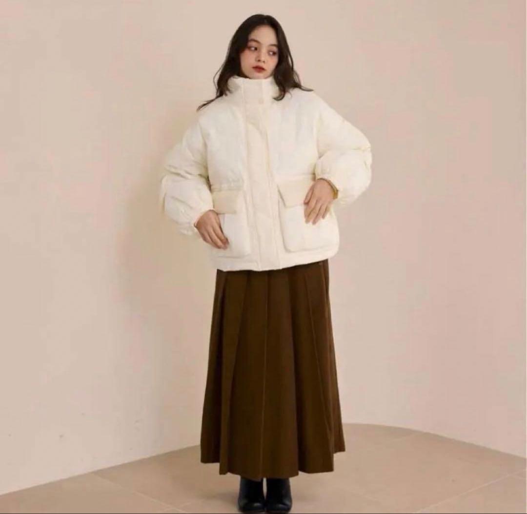 【新品未使用】olun 中綿リブブルゾン　ダウン　Sサイズ　アイボリー