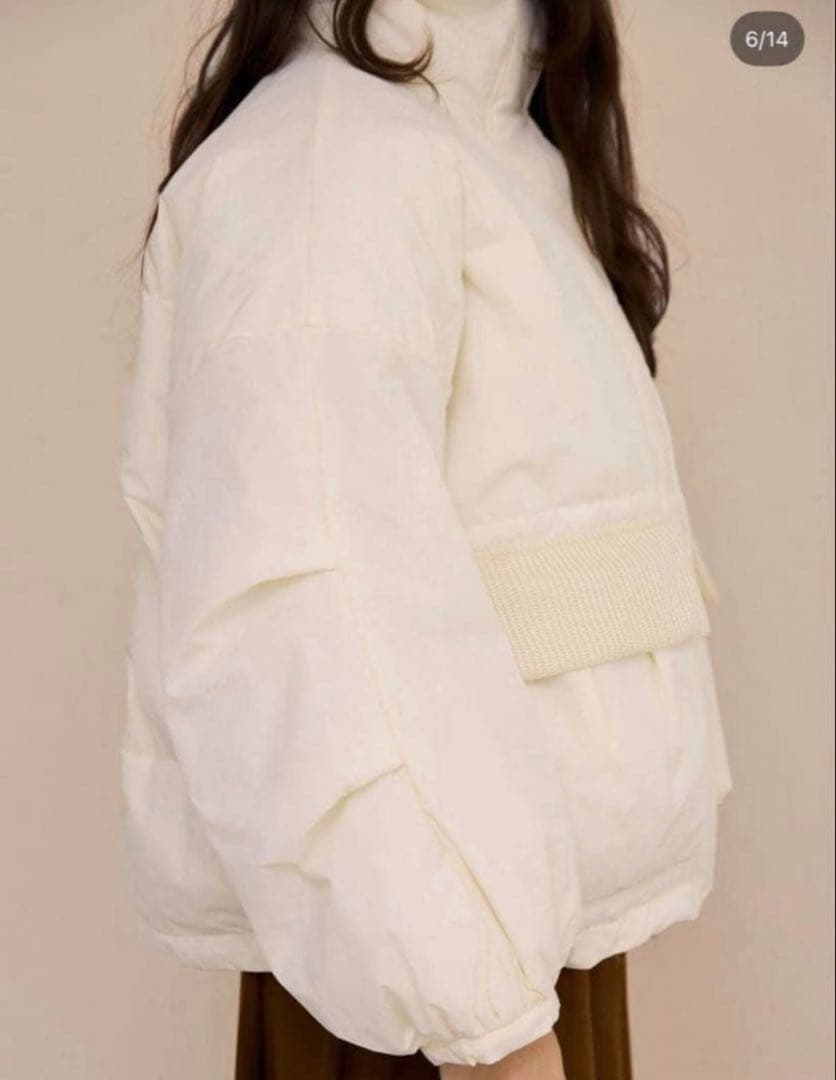 【新品未使用】olun 中綿リブブルゾン　ダウン　Sサイズ　アイボリー