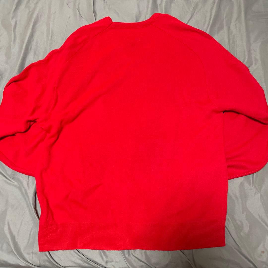 【希少】70s adidas トレフォイルロゴ　Ｖネックニット　赤　USA製