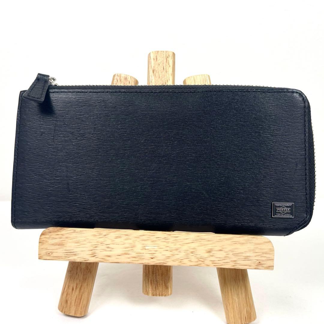 ポーター　長財布　展示品　カレント　Ｌ字ファスナー　ロゴプレート　ブラック