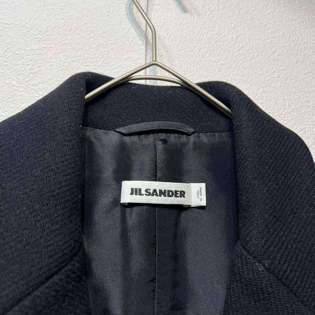 希少 美品 JIL SANDER ウール シルク デザイン チェスターコート