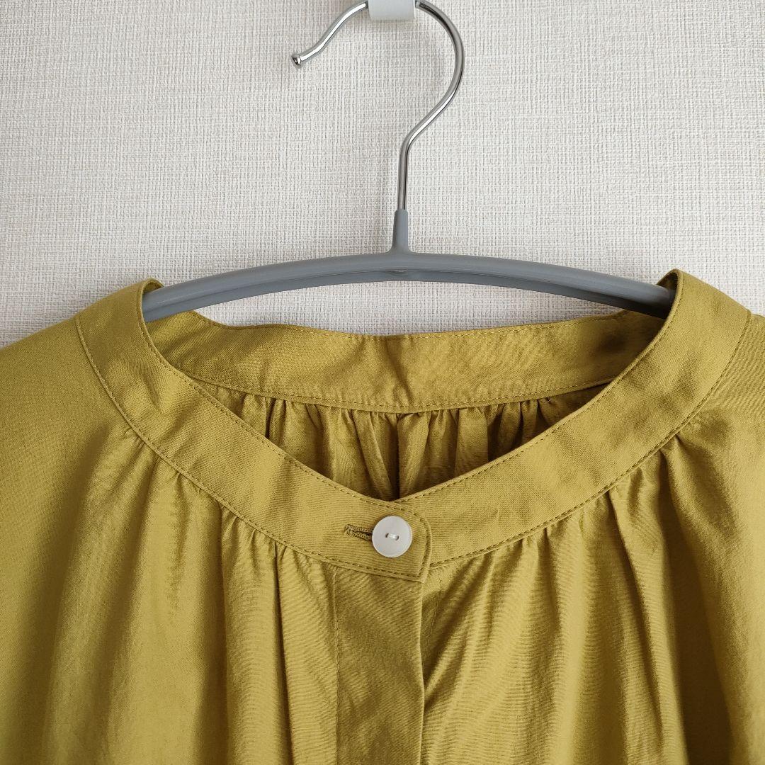 新品 HUIS. 遠州織物オーガニックコットンバルーンスリーブワイドブラウス