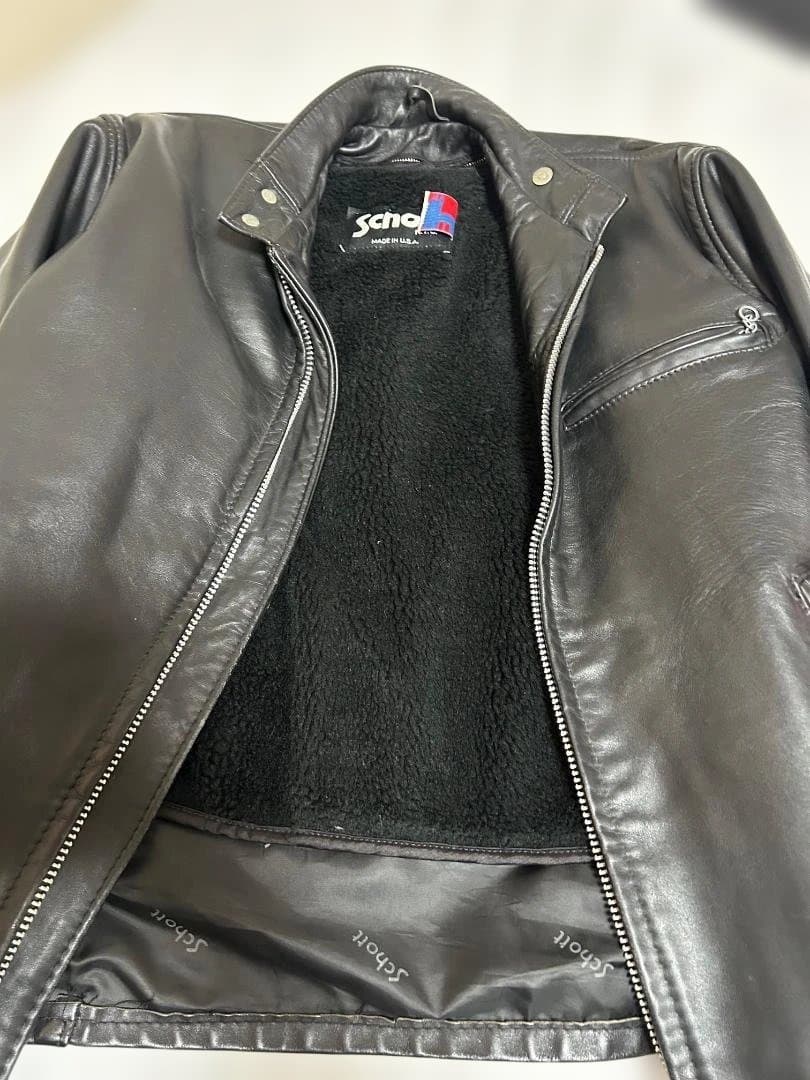 schott★ショット 2way ボアライナー付　黒革シングルライダース 38