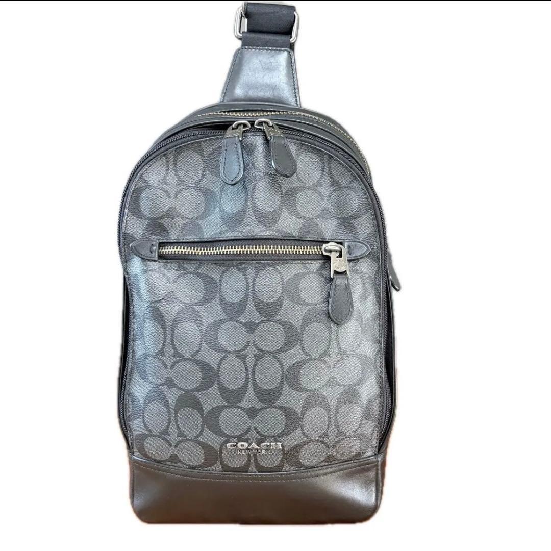 COACH ボディバッグ ショルダーバッグ グレー ロゴパターン