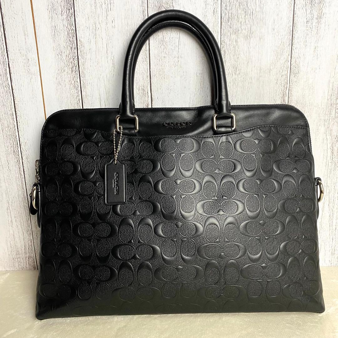 【美品☆人気モデル】コーチ ビジネスバッグ 2way シグネチャー 総柄 黒