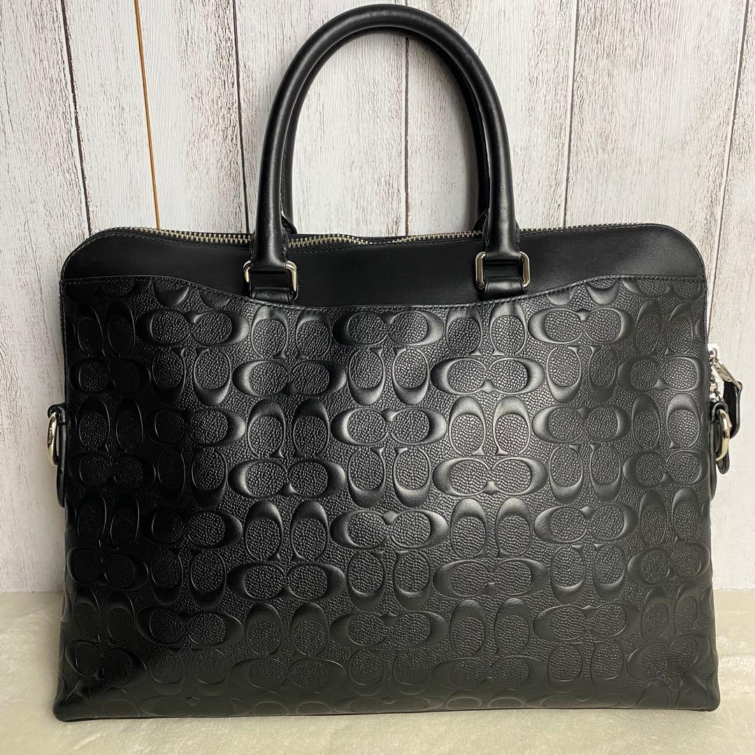【美品☆人気モデル】コーチ ビジネスバッグ 2way シグネチャー 総柄 黒