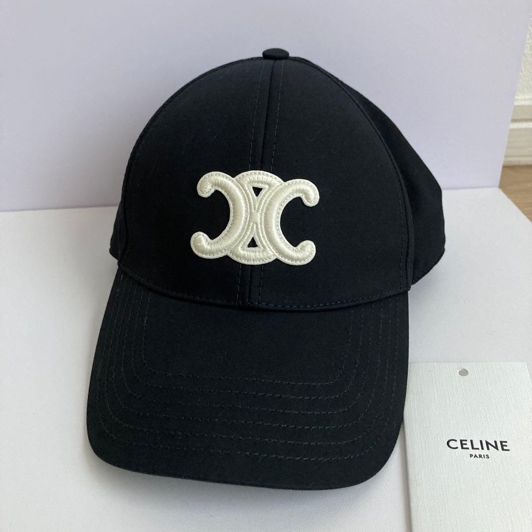 新品　セリーヌ　CELINE キャップ　ロゴ　ブラック　黒　帽子　トリオンフ