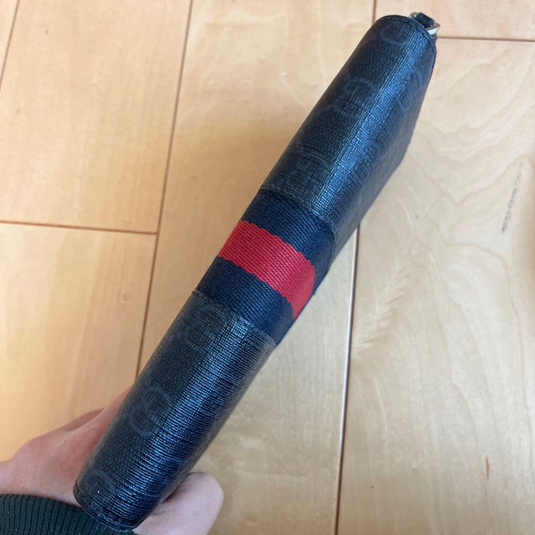 中古　GUCCI GGパターン 長財布 ブラック/レッド/ネイビー