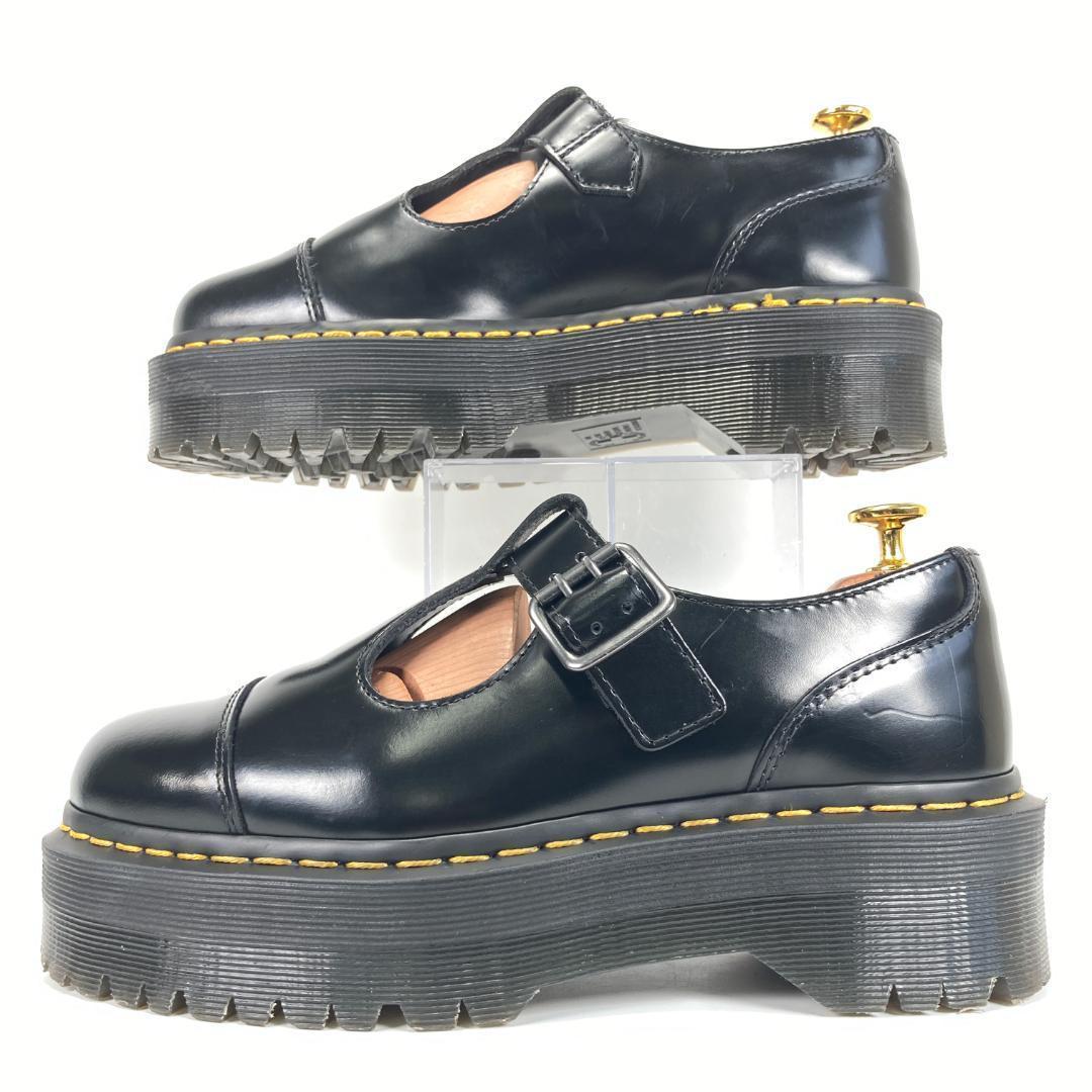 ドクターマーチン　BETHAN　超厚底キャップトゥストラップベルトレザーシューズ