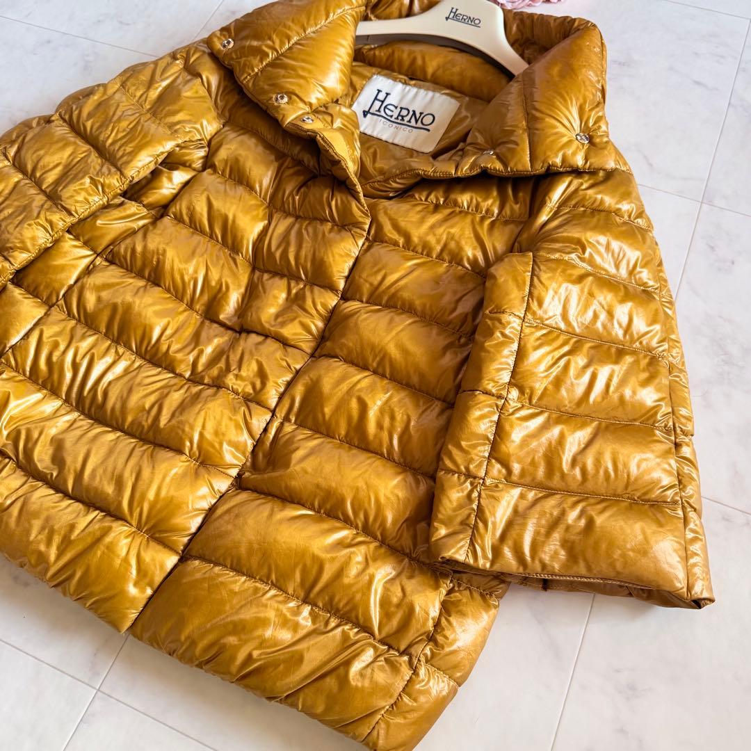 人気★HERNO ICONICO アミンタ 軽量 ダウンコート 42 キャメル
