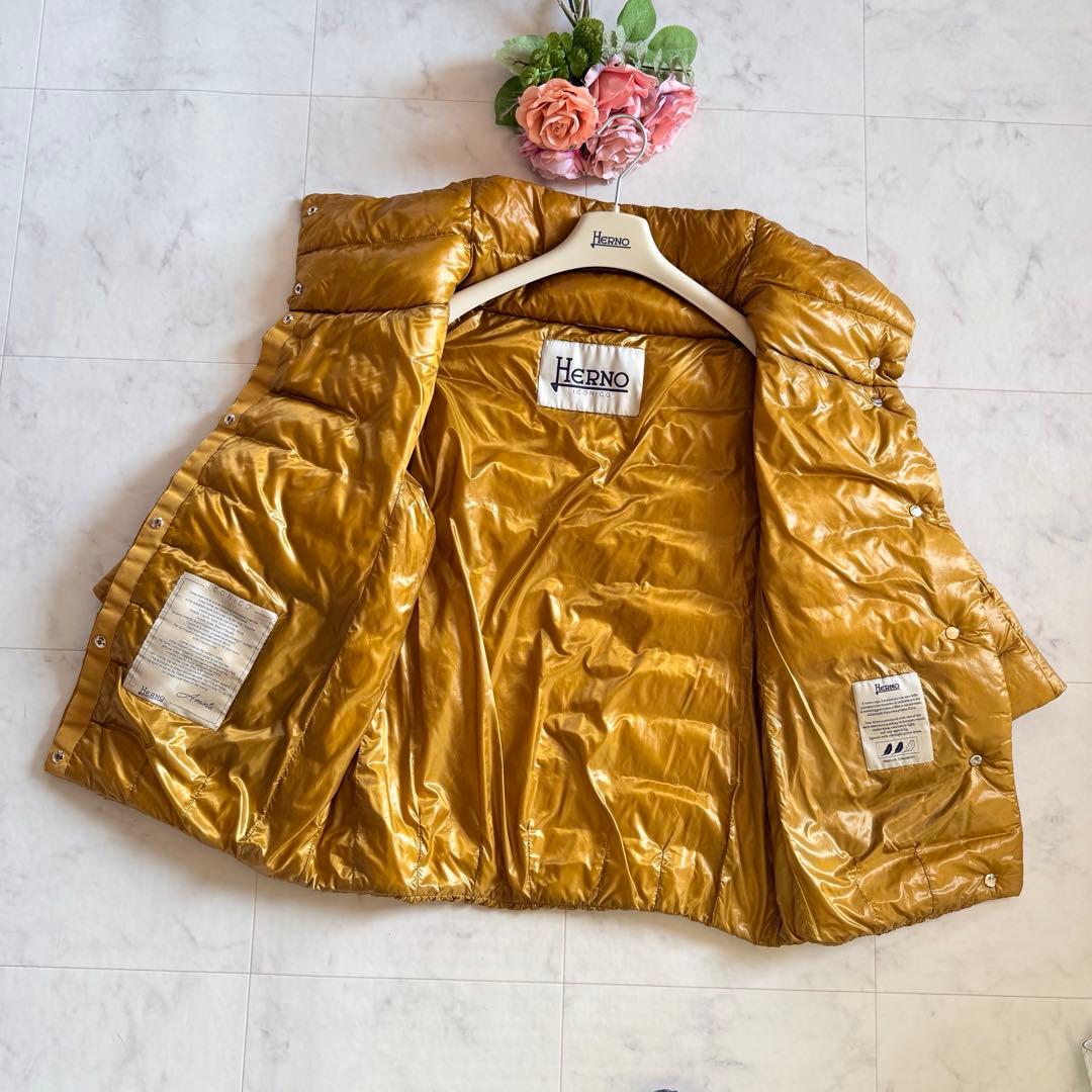 人気★HERNO ICONICO アミンタ 軽量 ダウンコート 42 キャメル