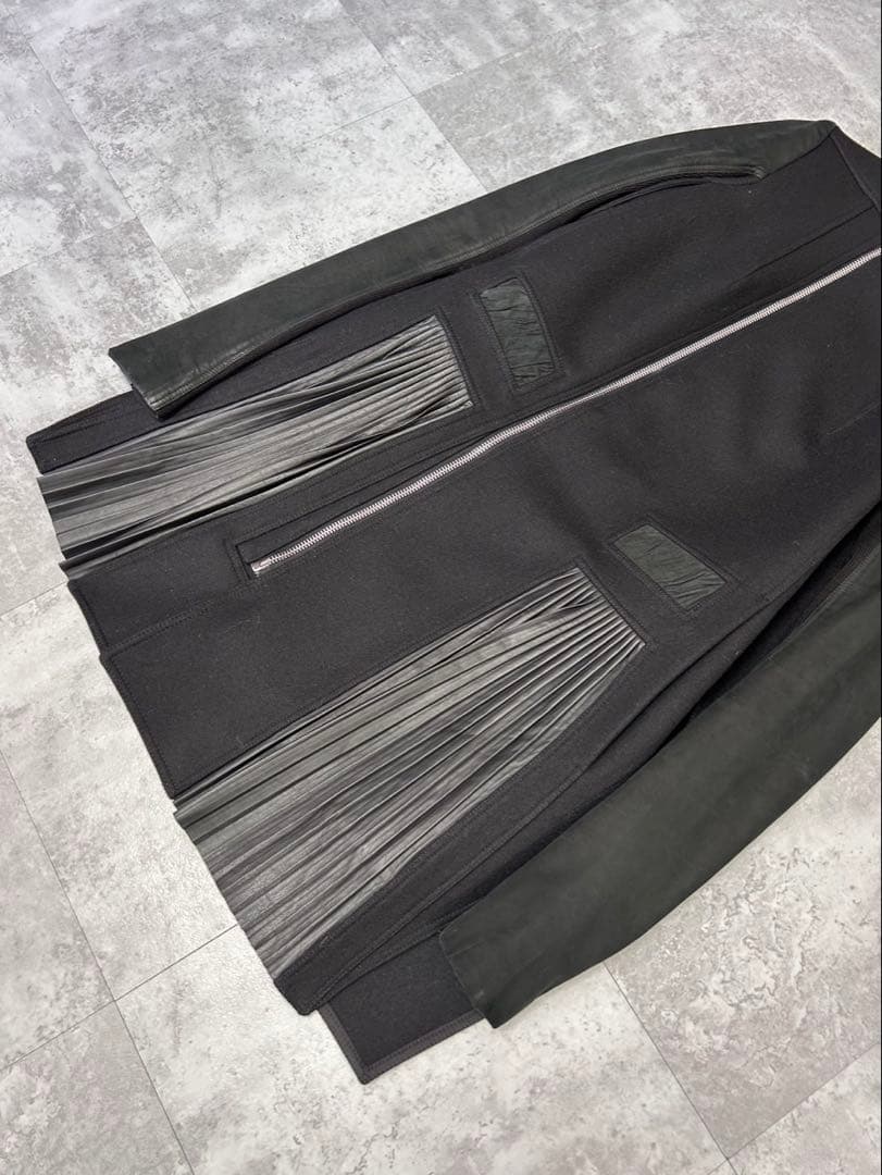 Rick Owens AW14 ウール　レザープリーツ　コート　40