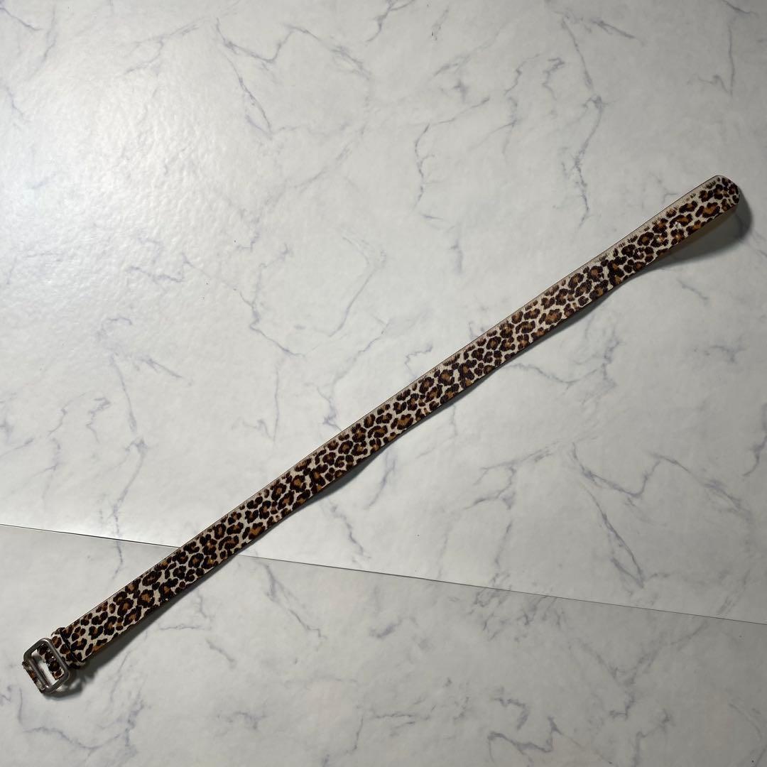 【美品】ベルト　レオパード　ハラコ　イタリア製　OEM系ブランド　80/32　革