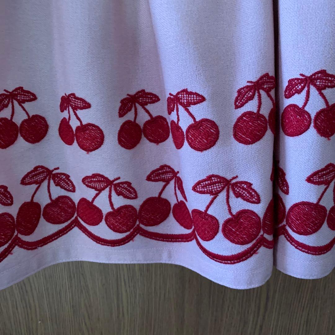 シャーリーテンプル チェリー刺繍ティアードワンピース （ピンク）140