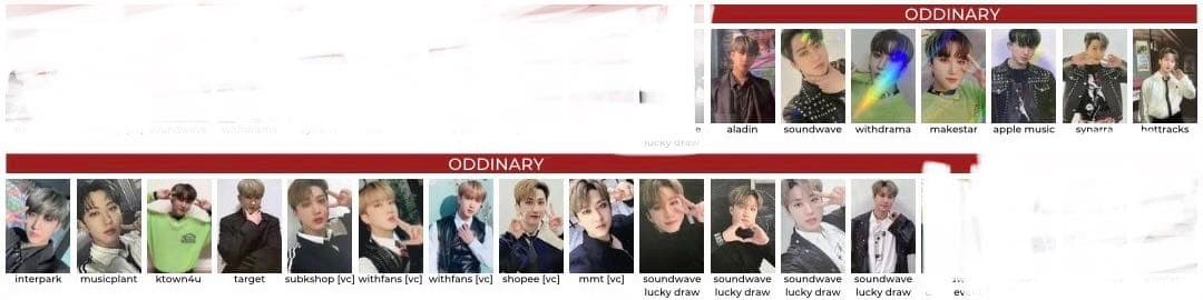 チャンビン ODDINARY店舗特典 トレカ まとめ売り