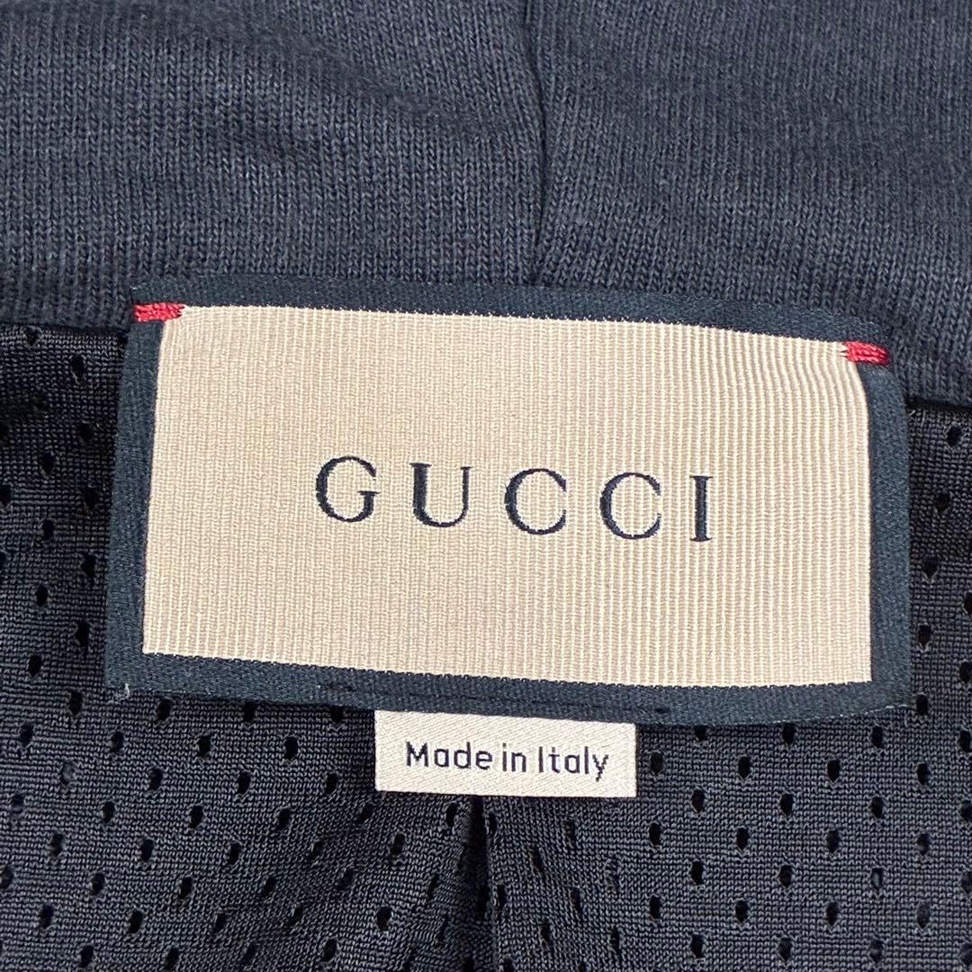 GUCCI コットン ジャージ ジップアップ ジャケット キャンバス ブラック