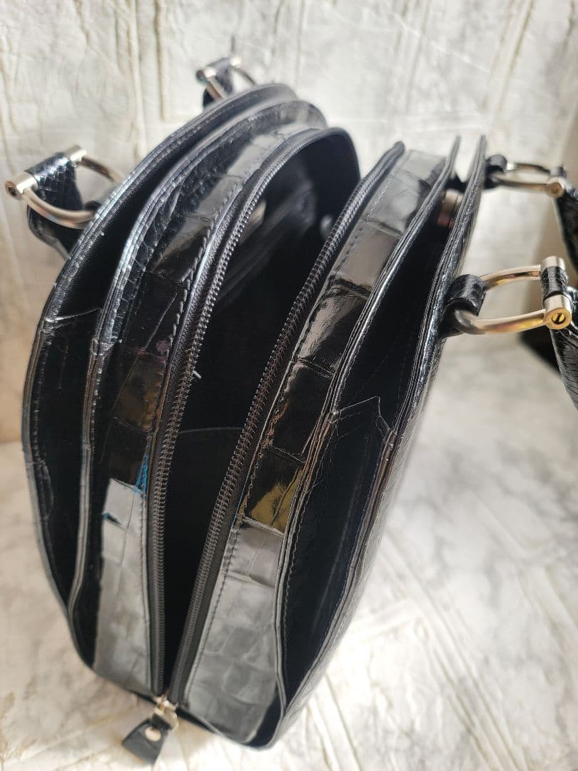 GENUINE CROCODILE SKIN 本クロコダイル バッグ 黒