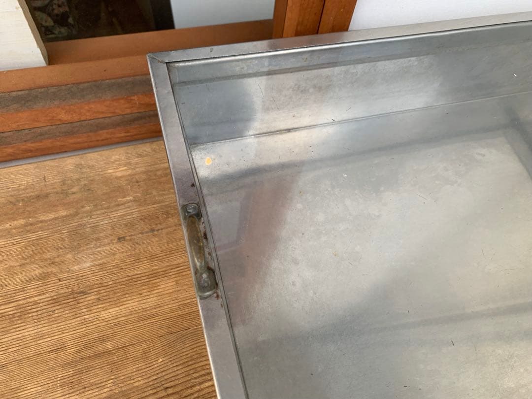 G0413★駄菓子屋ケース　ブリキガラスケース　蓋付ケース　駄菓子屋　店舗什器