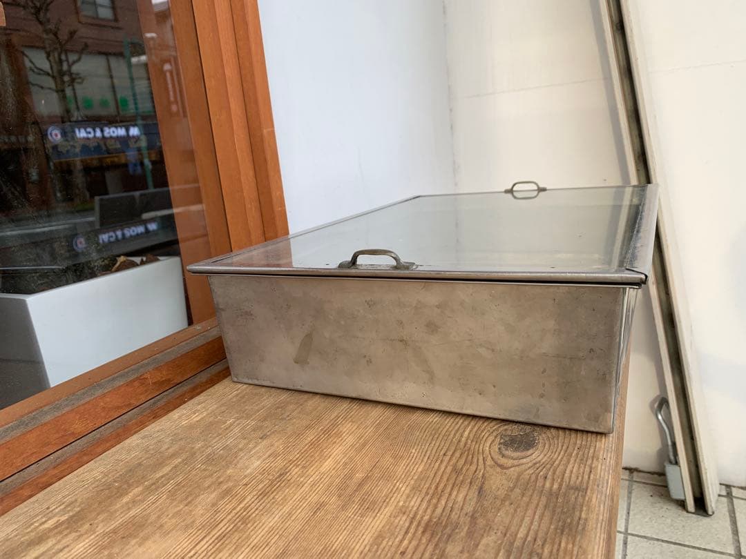 G0413★駄菓子屋ケース　ブリキガラスケース　蓋付ケース　駄菓子屋　店舗什器