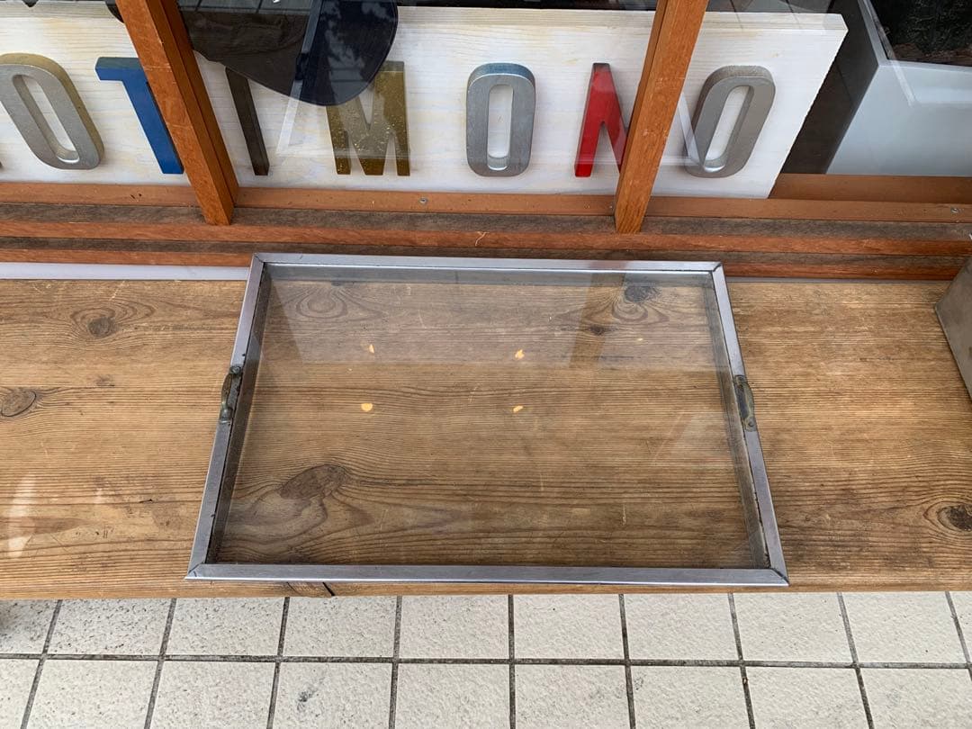 G0413★駄菓子屋ケース　ブリキガラスケース　蓋付ケース　駄菓子屋　店舗什器