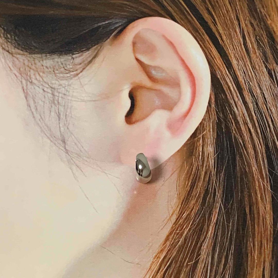 プラチナ【7×13mm 月甲フープピアス】pt900刻印入 日本製 ペア 新品！